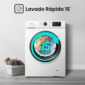 Hisense WFVB7012EM - Lavadora con Vapor, Carga Frontal 7 Kg, 1200 rpm
